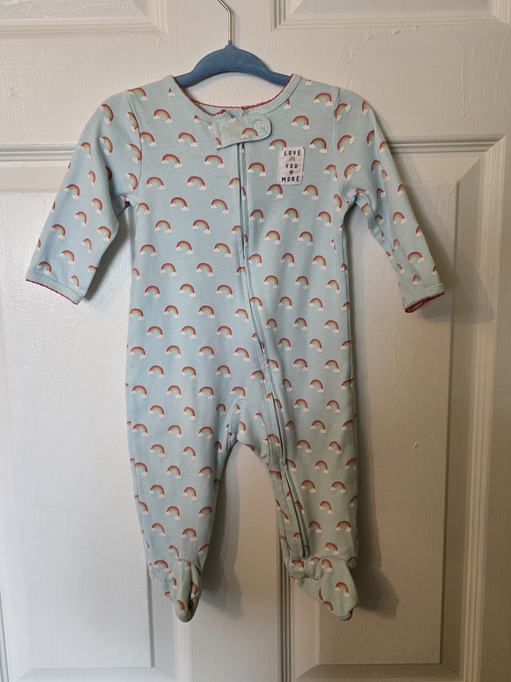 Carter's Light Blue Footed One-Piece with Rainbow Print